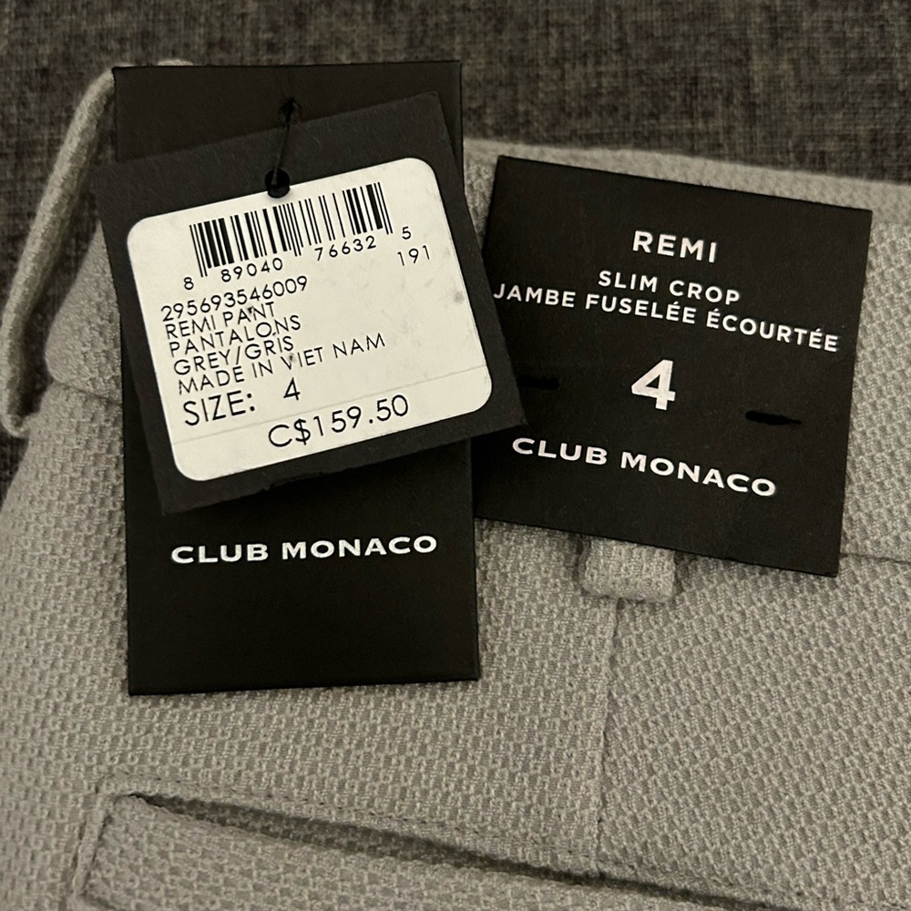 NWT CLUB MONACO | Remi Slim Crop Pant | Grey | Size 4 - Picture 7 of 10